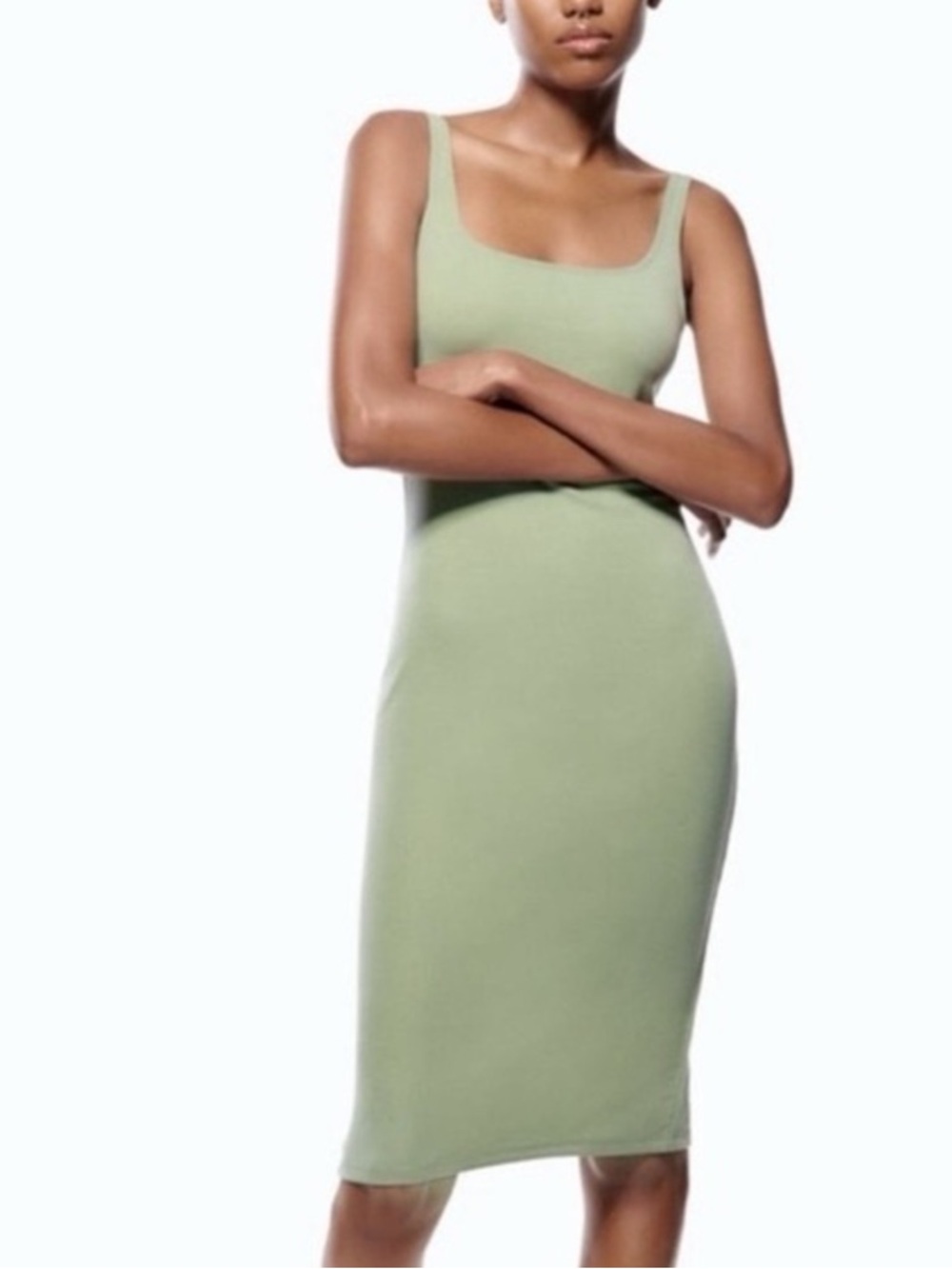 Zara Green Bodyconn Midi Dress Large